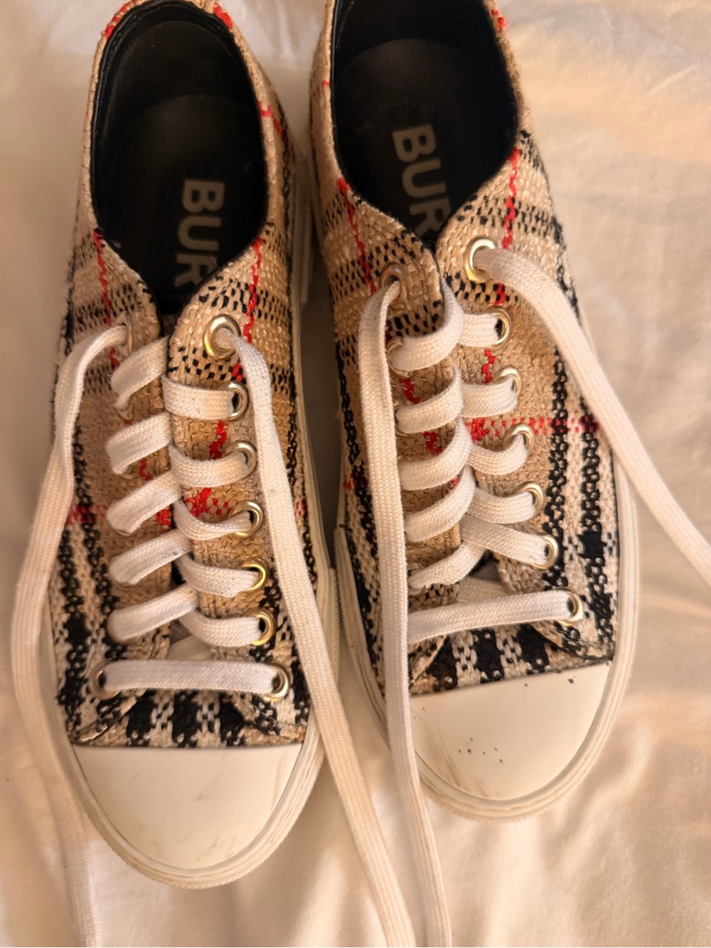 Burberry Plaid Lace-Up Sneakers | EU 39 | Beige Multi Check - Picture 6 of 6
